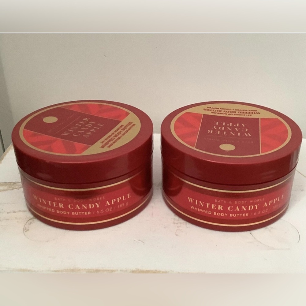 Bath & Body Works WINTER CANDY APPLE Whipped Body Butter 6.5oz Lotion Cream SET